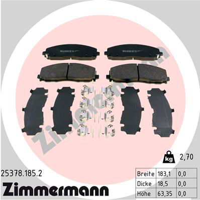 Bremsbelagsatz, Scheibenbremse Vorderachse Zimmermann 25378.185.2 von Zimmermann