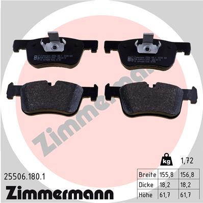 Bremsbelagsatz, Scheibenbremse Vorderachse Zimmermann 25506.180.1 von Zimmermann