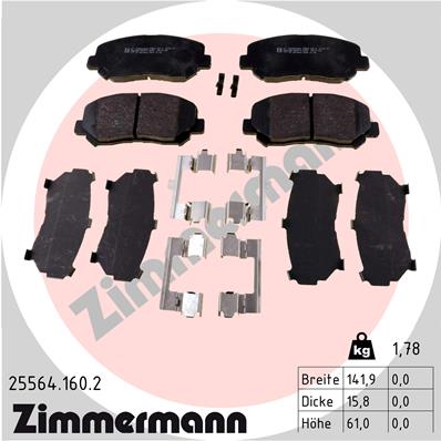 Bremsbelagsatz, Scheibenbremse Vorderachse Zimmermann 25564.160.2 von Zimmermann