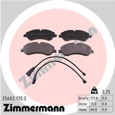 Bremsbelagsatz, Scheibenbremse Vorderachse Zimmermann 25602.170.2 von Zimmermann