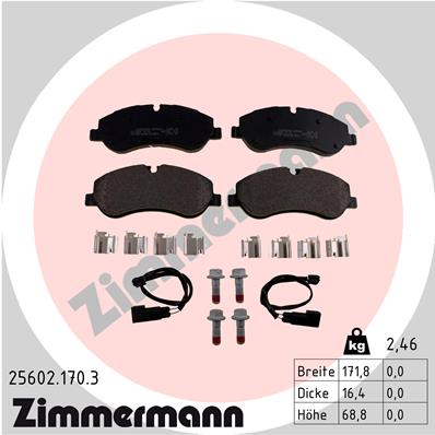 Bremsbelagsatz, Scheibenbremse Vorderachse Zimmermann 25602.170.3 von Zimmermann