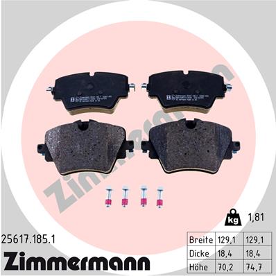 Bremsbelagsatz, Scheibenbremse Vorderachse Zimmermann 25617.185.1 von Zimmermann