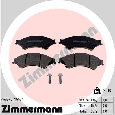 Bremsbelagsatz, Scheibenbremse Vorderachse Zimmermann 25632.165.1 von Zimmermann