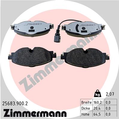 Bremsbelagsatz, Scheibenbremse Vorderachse Zimmermann 25683.900.2 von Zimmermann