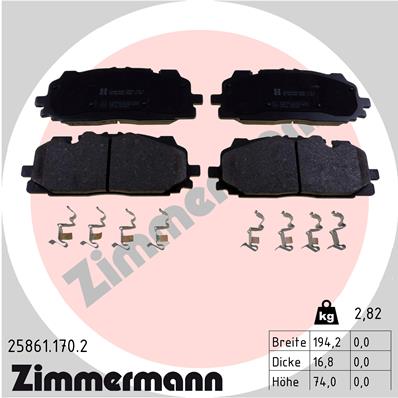 Bremsbelagsatz, Scheibenbremse Vorderachse Zimmermann 25861.170.2 von Zimmermann