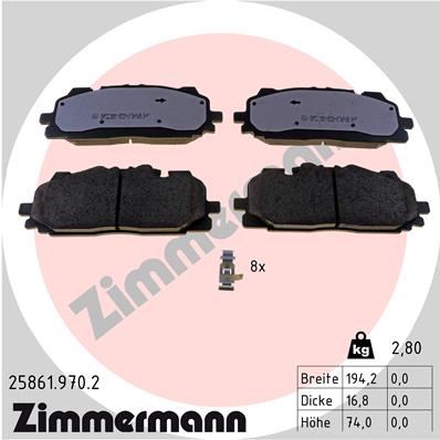 Bremsbelagsatz, Scheibenbremse Vorderachse Zimmermann 25861.970.2 von Zimmermann