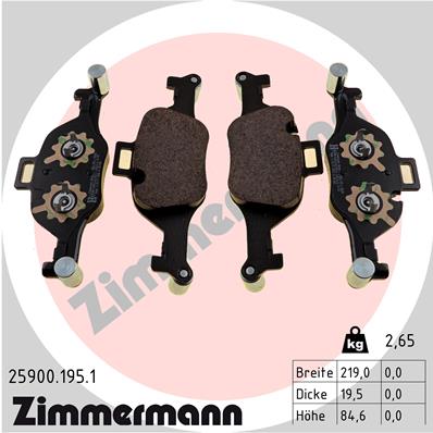 Bremsbelagsatz, Scheibenbremse Vorderachse Zimmermann 25900.195.1 von Zimmermann