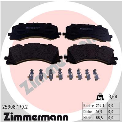 Bremsbelagsatz, Scheibenbremse Vorderachse Zimmermann 25908.170.2 von Zimmermann