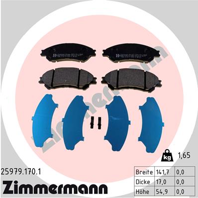 Bremsbelagsatz, Scheibenbremse Vorderachse Zimmermann 25979.170.1 von Zimmermann