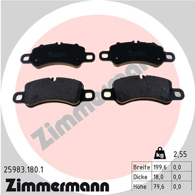 Bremsbelagsatz, Scheibenbremse Vorderachse Zimmermann 25983.180.1 von Zimmermann