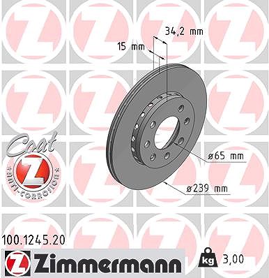 Zimmermann Bremsscheibe [Hersteller-Nr. 100.1245.20] für Audi, VW von Zimmermann