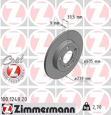 Zimmermann Bremsscheibe [Hersteller-Nr. 100.1248.20] für Audi, Skoda, VW von Zimmermann