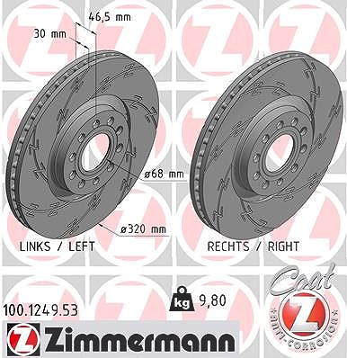 Zimmermann Bremsscheibe [Hersteller-Nr. 100.1249.53] für Seat, Audi von Zimmermann