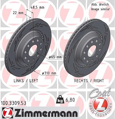 Zimmermann Bremsscheibe [Hersteller-Nr. 100.3309.53] für Audi, Cupra, Seat, Skoda, VW von Zimmermann