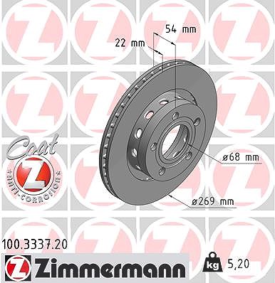 Zimmermann Bremsscheibe [Hersteller-Nr. 100.3337.20] für Audi, VW von Zimmermann