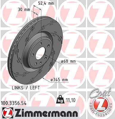 Zimmermann 1x Bremsscheibe Vorderachse Links [Hersteller-Nr. 100.3356.54] für Audi, Porsche von Zimmermann