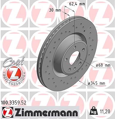 Zimmermann 1x Bremsscheibe [Hersteller-Nr. 100.3359.52] für Audi von Zimmermann