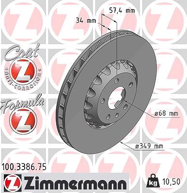 Zimmermann 1x Bremsscheibe [Hersteller-Nr. 100.3386.75] für Audi von Zimmermann