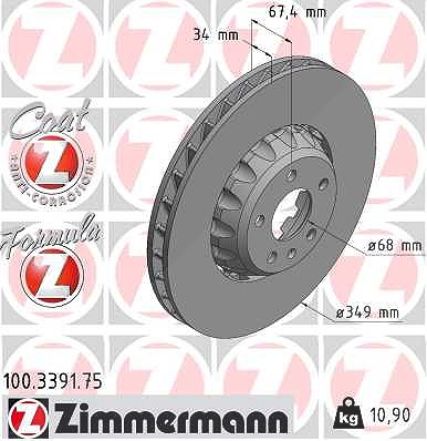 Zimmermann Bremsscheibe [Hersteller-Nr. 100.3391.75] für Audi von Zimmermann