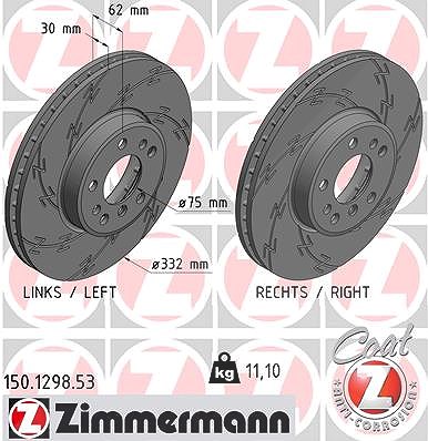 Zimmermann Bremsscheibe [Hersteller-Nr. 150.1298.53] für BMW von Zimmermann