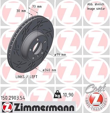 Zimmermann 1x Bremsscheibe Vorderachse Links [Hersteller-Nr. 150.2903.54] für BMW von Zimmermann