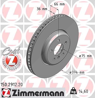 Zimmermann 1x Bremsscheibe Vorderachse Links [Hersteller-Nr. 150.2912.20] für BMW von Zimmermann