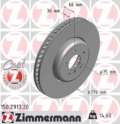 Zimmermann 1x Bremsscheibe Vorderachse Rechts [Hersteller-Nr. 150.2913.20] für BMW von Zimmermann