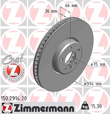 Zimmermann 1x Bremsscheibe Vorderachse Links [Hersteller-Nr. 150.2914.20] für BMW von Zimmermann