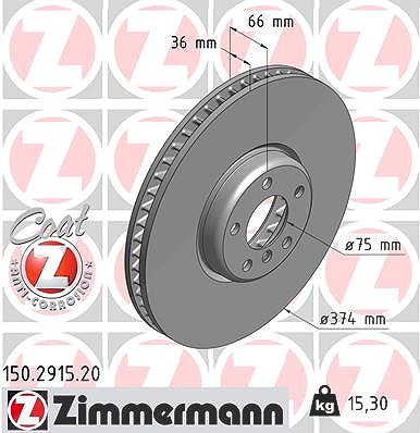 Zimmermann 1x Bremsscheibe Vorderachse Rechts [Hersteller-Nr. 150.2915.20] für BMW von Zimmermann