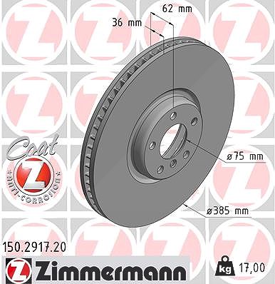 Zimmermann 1x Bremsscheibe Vorderachse Links [Hersteller-Nr. 150.2917.20] für BMW von Zimmermann