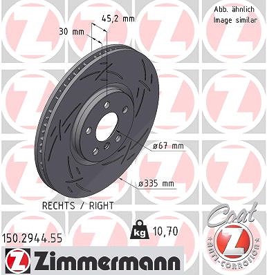 Zimmermann 1x Bremsscheibe Vorderachse Rechts [Hersteller-Nr. 150.2944.55] für Mini von Zimmermann