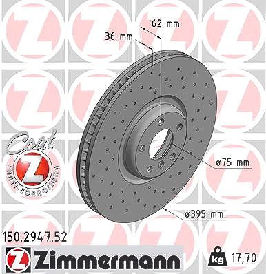 Zimmermann 1x Bremsscheibe Vorderachse Links [Hersteller-Nr. 150.2947.52] für BMW von Zimmermann