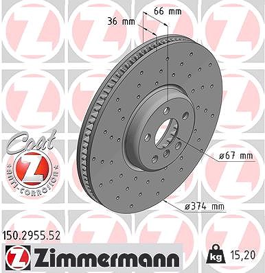 Zimmermann 1x Bremsscheibe Vorderachse Rechts [Hersteller-Nr. 150.2955.52] für BMW von Zimmermann