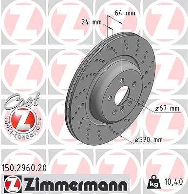 Zimmermann 1x Bremsscheibe Hinterachse Rechts [Hersteller-Nr. 150.2960.20] für BMW von Zimmermann