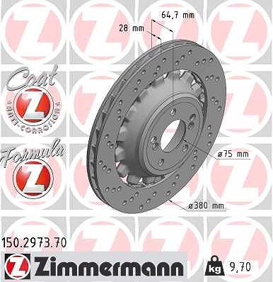 Zimmermann 1x Bremsscheibe Hinterachse Links [Hersteller-Nr. 150.2973.70] für BMW von Zimmermann