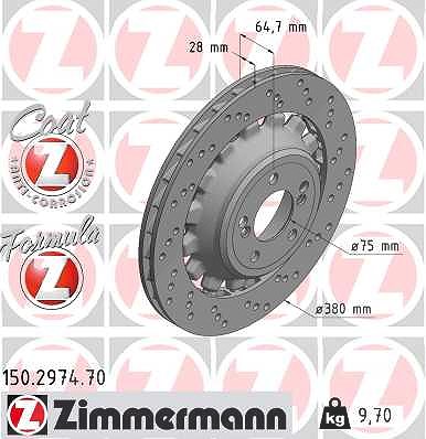 Zimmermann 1x Bremsscheibe Hinterachse Rechts [Hersteller-Nr. 150.2974.70] für BMW von Zimmermann