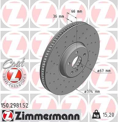 Zimmermann 1x Bremsscheibe Vorderachse Rechts [Hersteller-Nr. 150.2981.52] für BMW von Zimmermann