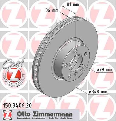 Zimmermann 1x Bremsscheibe [Hersteller-Nr. 150.3406.20] für BMW von Zimmermann