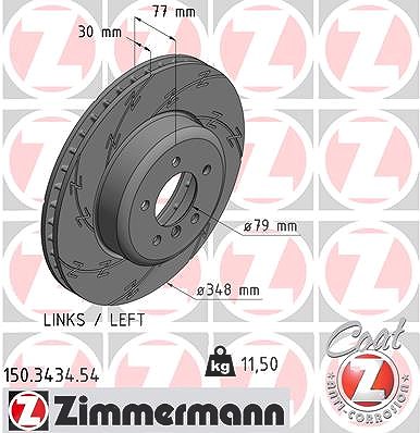 Zimmermann 1x Bremsscheibe Vorderachse Links [Hersteller-Nr. 150.3434.54] für BMW von Zimmermann