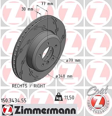 Zimmermann 1x Bremsscheibe Vorderachse Rechts [Hersteller-Nr. 150.3434.55] für BMW von Zimmermann