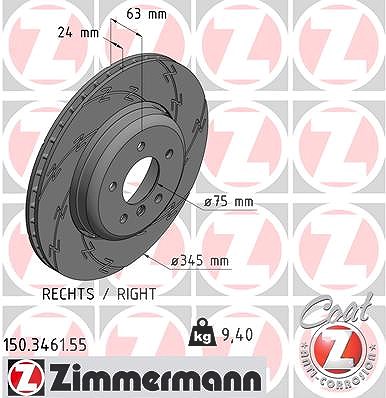 Zimmermann 1x Bremsscheibe Hinterachse Rechts [Hersteller-Nr. 150.3461.55] für BMW von Zimmermann