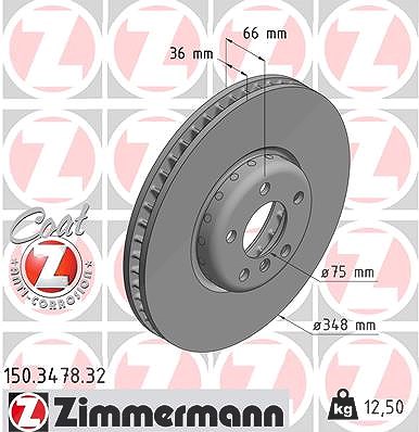 Zimmermann 1x Bremsscheibe Vorderachse Links [Hersteller-Nr. 150.3478.32] für BMW von Zimmermann