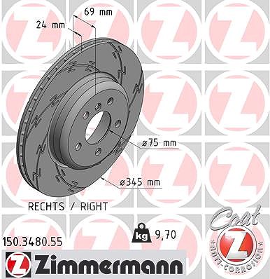 Zimmermann 1x Bremsscheibe Hinterachse Rechts [Hersteller-Nr. 150.3480.55] für BMW von Zimmermann