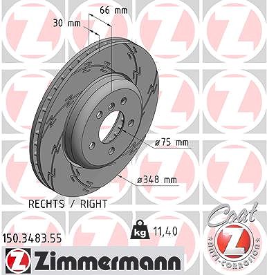 Zimmermann 1x Bremsscheibe belüftet vorne rechts [Hersteller-Nr. 150.3483.55] für BMW von Zimmermann