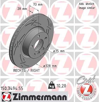 Zimmermann 1x Bremsscheibe Vorderachse Rechts [Hersteller-Nr. 150.3494.55] für BMW von Zimmermann