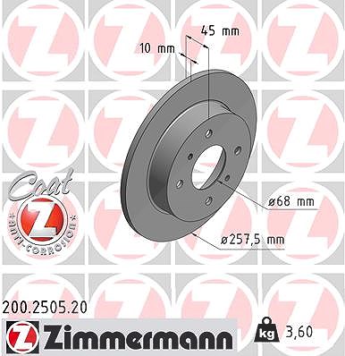 Zimmermann Bremsscheibe [Hersteller-Nr. 200.2505.20] für Nissan von Zimmermann