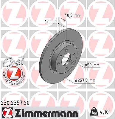 Zimmermann Bremsscheibe [Hersteller-Nr. 230.2357.20] für Alfa Romeo, Fiat, Lancia von Zimmermann