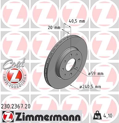 Zimmermann Bremsscheibe [Hersteller-Nr. 230.2367.20] für Fiat, Ford von Zimmermann