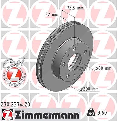 Zimmermann Bremsscheibe [Hersteller-Nr. 230.2374.20] für Citroën, Fiat, Peugeot von Zimmermann
