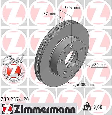 Zimmermann Bremsscheibe [Hersteller-Nr. 230.2374.20] für Fiat, Citroën, Peugeot von Zimmermann